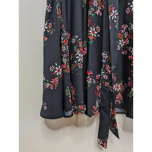 CITY CHIC Dress Size 18 Black Floral Sundress Knee Length Boho Summer Wedding C6 - Picture 8 of 16